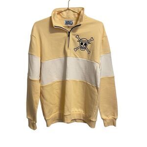 Noru One Piece Nami Quarter Zip Sweatshirt Yellow White Anime Pullover Medium